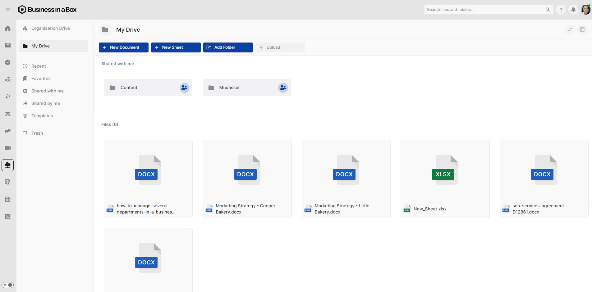 screenshot of Business in a Box
